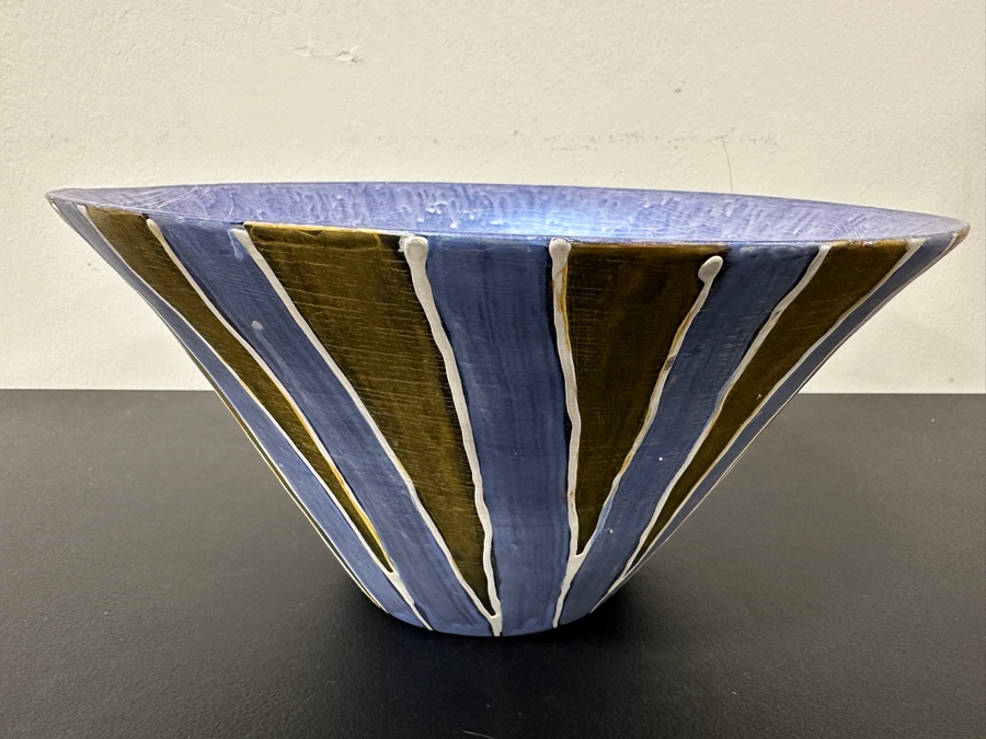 Just Added - Gerrit Greve (1948-2024, Cardiff by the Sea, CA) Original Acrylic Hand Painted Vessel (These Were Coupled With His Paintings) 11.75W X 6H [Photo 2]