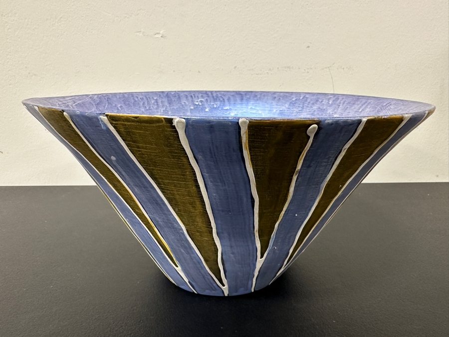 Just Added - Gerrit Greve (1948-2024, Cardiff by the Sea, CA) Original Acrylic Hand Painted Vessel (These Were Coupled With His Paintings) 11.75W X 6H [Photo 3]
