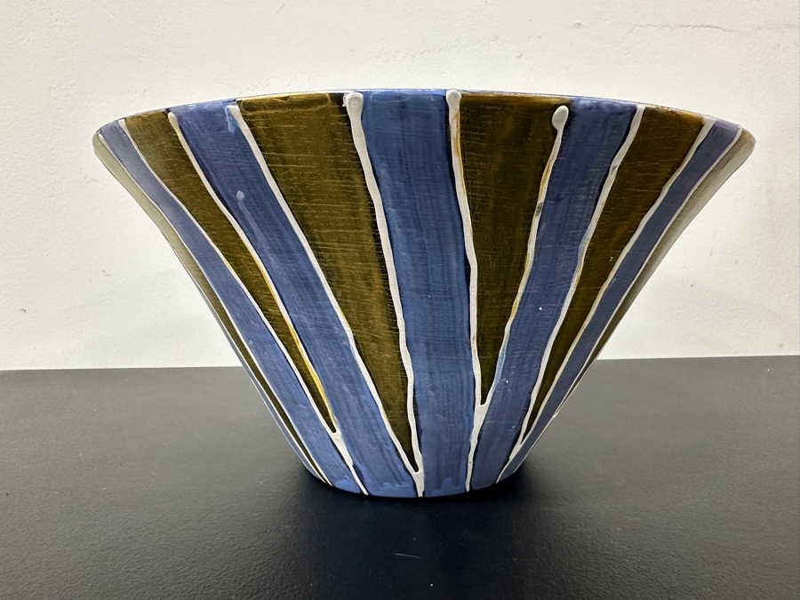 Just Added - Gerrit Greve (1948-2024, Cardiff by the Sea, CA) Original Acrylic Hand Painted Vessel (These Were Coupled With His Paintings) 11.75W X 6H [Photo 4]