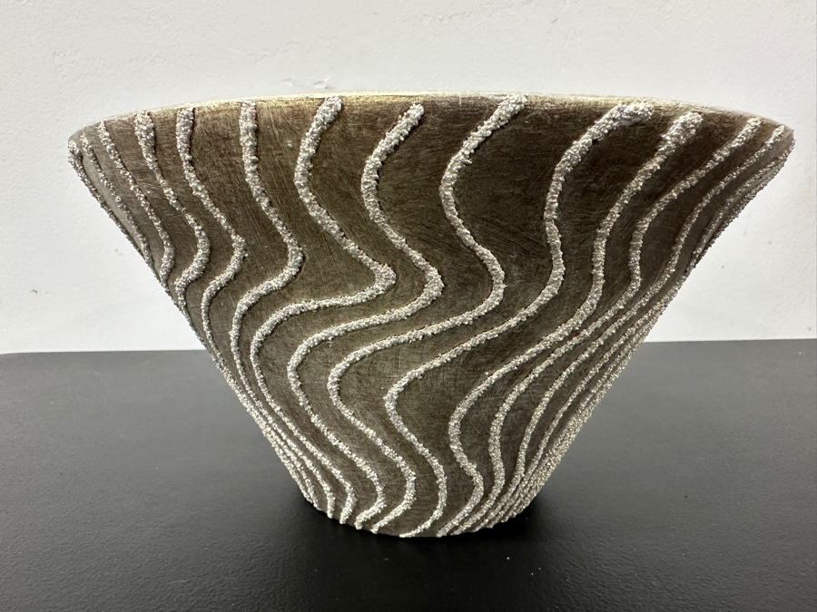 Just Added - Gerrit Greve (1948-2024, Cardiff by the Sea, CA) Original Acrylic Hand Painted Vessel (These Were Coupled With His Paintings) 10W X 5.5H [Photo 3]