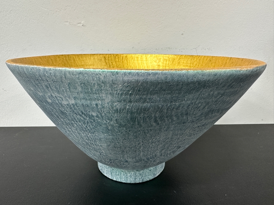 Just Added - Gerrit Greve (1948-2024, Cardiff by the Sea, CA) Original Acrylic Hand Painted Vessel (These Were Coupled With His Paintings) 11.75W X 6.5H [Photo 3]