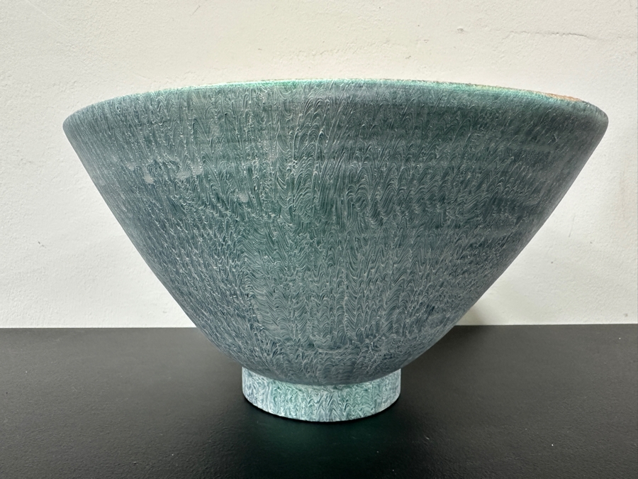 Just Added - Gerrit Greve (1948-2024, Cardiff by the Sea, CA) Original Acrylic Hand Painted Vessel (These Were Coupled With His Paintings) 11.75W X 6.5H [Photo 4]