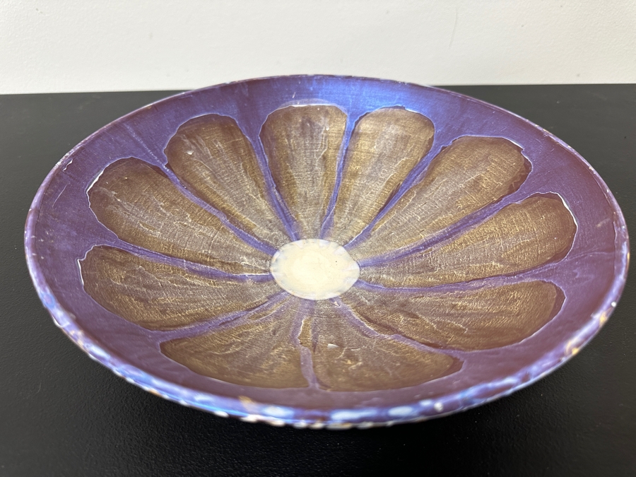 Just Added - Gerrit Greve (1948-2024, Cardiff by the Sea, CA) Original Acrylic Hand Painted Vessel (These Were Coupled With His Paintings) 11.75W X 3H [Photo 3]