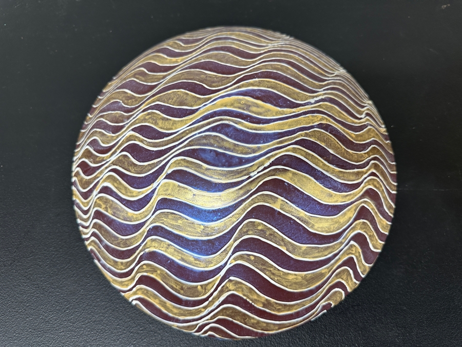 Just Added - Gerrit Greve (1948-2024, Cardiff by the Sea, CA) Original Acrylic Hand Painted Vessel (These Were Coupled With His Paintings) 11.75W X 3H [Photo 8]