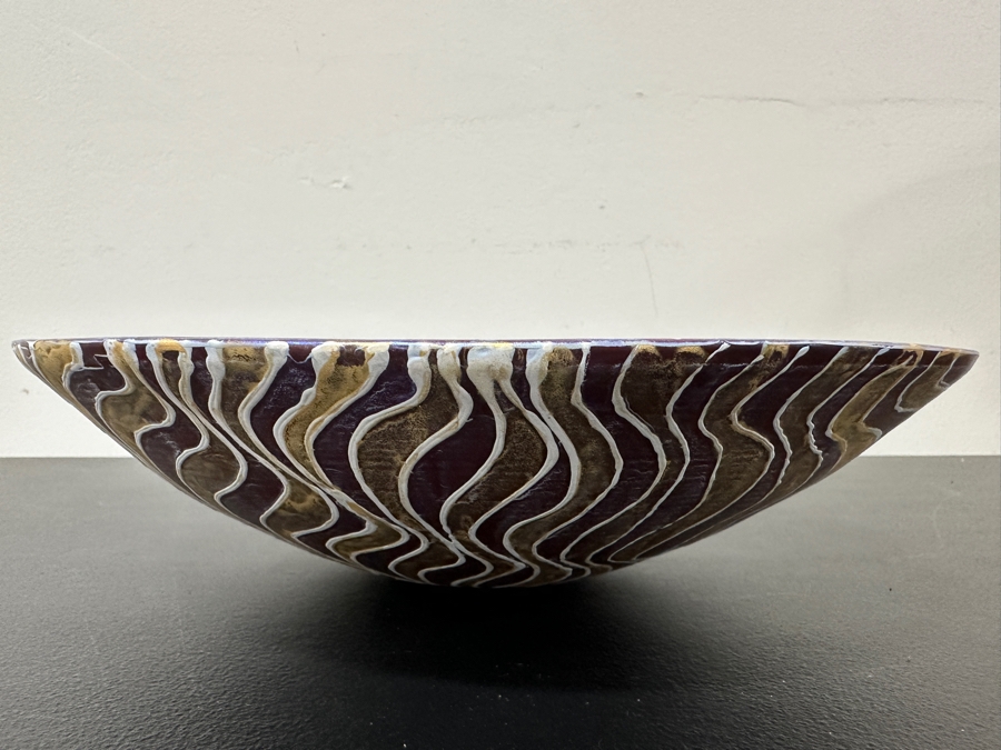 Just Added - Gerrit Greve (1948-2024, Cardiff by the Sea, CA) Original Acrylic Hand Painted Vessel (These Were Coupled With His Paintings) 11.75W X 3H [Photo 6]