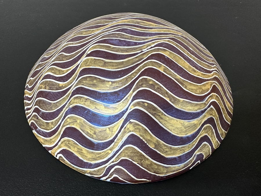 Just Added - Gerrit Greve (1948-2024, Cardiff by the Sea, CA) Original Acrylic Hand Painted Vessel (These Were Coupled With His Paintings) 11.75W X 3H [Photo 7]