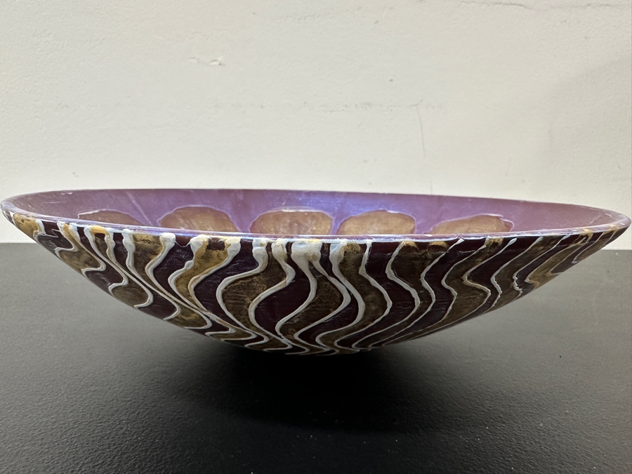 Just Added - Gerrit Greve (1948-2024, Cardiff by the Sea, CA) Original Acrylic Hand Painted Vessel (These Were Coupled With His Paintings) 11.75W X 3H [Photo 5]