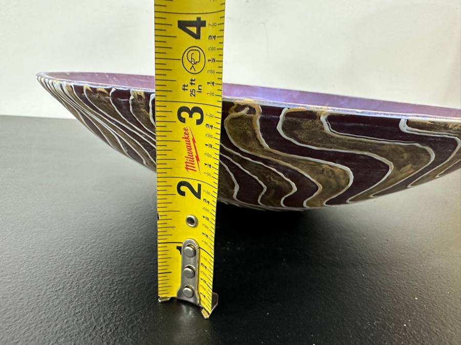 Just Added - Gerrit Greve (1948-2024, Cardiff by the Sea, CA) Original Acrylic Hand Painted Vessel (These Were Coupled With His Paintings) 11.75W X 3H [Photo 10]