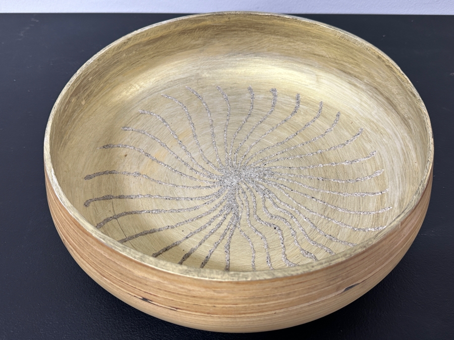 Just Added - Gerrit Greve (1948-2024, Cardiff by the Sea, CA) Original Acrylic Hand Painted Vessel (These Were Coupled With His Paintings) 11W X 3.75H [Photo 2]