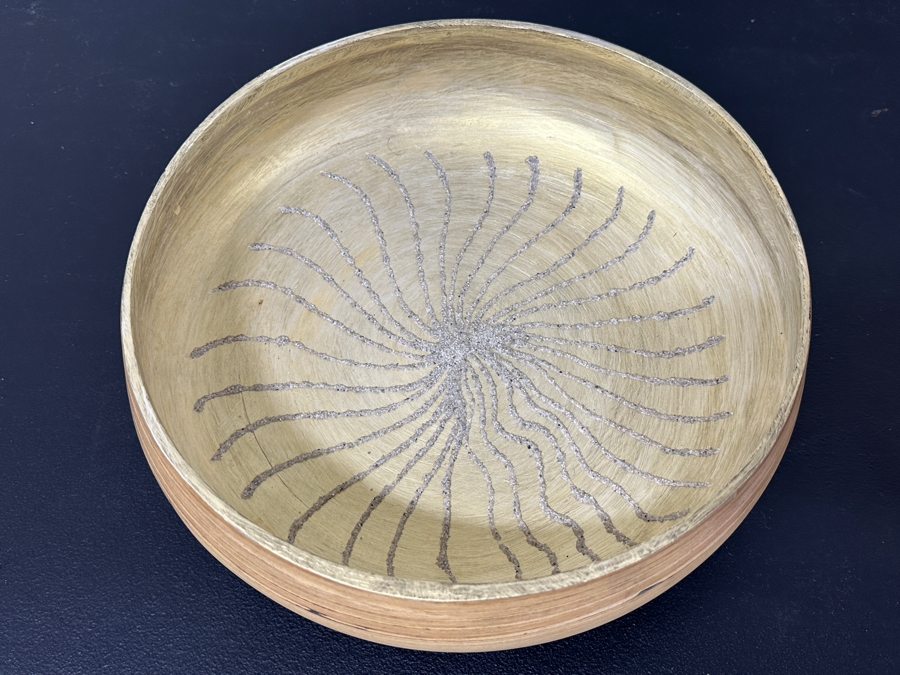 Just Added - Gerrit Greve (1948-2024, Cardiff by the Sea, CA) Original Acrylic Hand Painted Vessel (These Were Coupled With His Paintings) 11W X 3.75H [Photo 3]