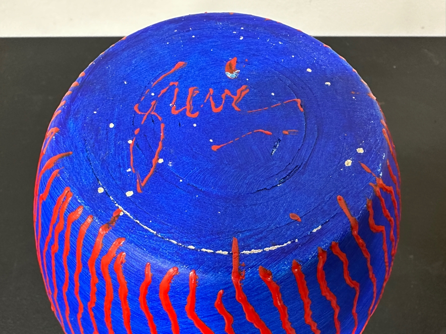 Just Added - Gerrit Greve (1948-2024, Cardiff by the Sea, CA) Original Acrylic Hand Painted Vessel (These Were Coupled With His Paintings) 7W X 10H [Photo 7]