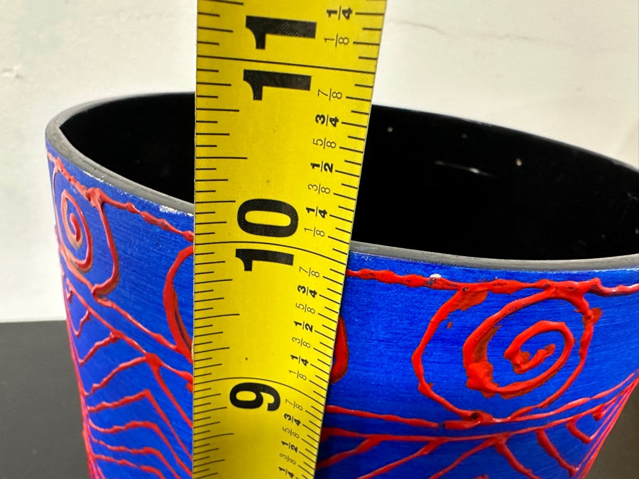 Just Added - Gerrit Greve (1948-2024, Cardiff by the Sea, CA) Original Acrylic Hand Painted Vessel (These Were Coupled With His Paintings) 7W X 10H [Photo 9]