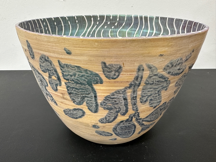 Just Added - Gerrit Greve (1948-2024, Cardiff by the Sea, CA) Original Acrylic Hand Painted Vessel (These Were Coupled With His Paintings) 10.5W X 7.75H [Photo 2]