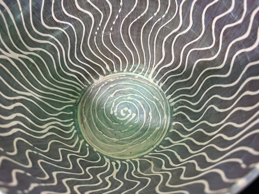 Just Added - Gerrit Greve (1948-2024, Cardiff by the Sea, CA) Original Acrylic Hand Painted Vessel (These Were Coupled With His Paintings) 10.5W X 7.75H [Photo 6]