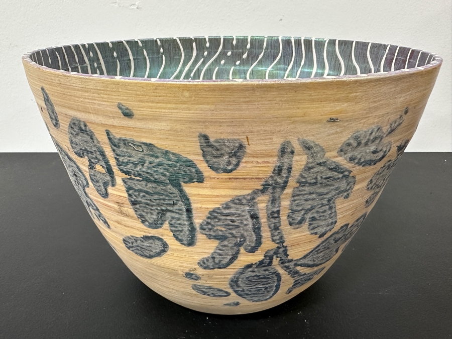 Just Added - Gerrit Greve (1948-2024, Cardiff by the Sea, CA) Original Acrylic Hand Painted Vessel (These Were Coupled With His Paintings) 10.5W X 7.75H [Photo 3]