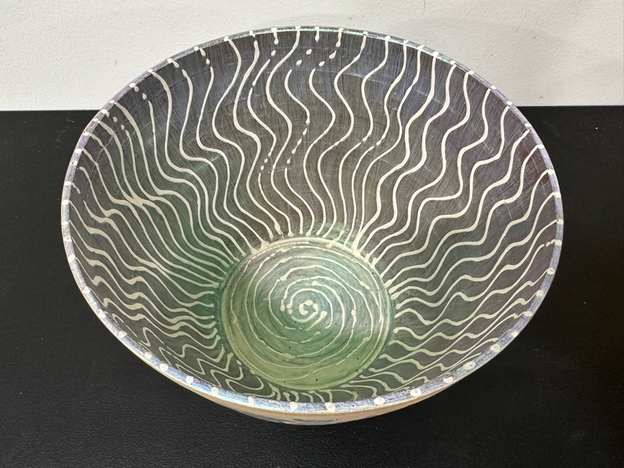 Just Added - Gerrit Greve (1948-2024, Cardiff by the Sea, CA) Original Acrylic Hand Painted Vessel (These Were Coupled With His Paintings) 10.5W X 7.75H [Photo 5]