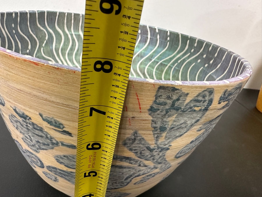 Just Added - Gerrit Greve (1948-2024, Cardiff by the Sea, CA) Original Acrylic Hand Painted Vessel (These Were Coupled With His Paintings) 10.5W X 7.75H [Photo 9]