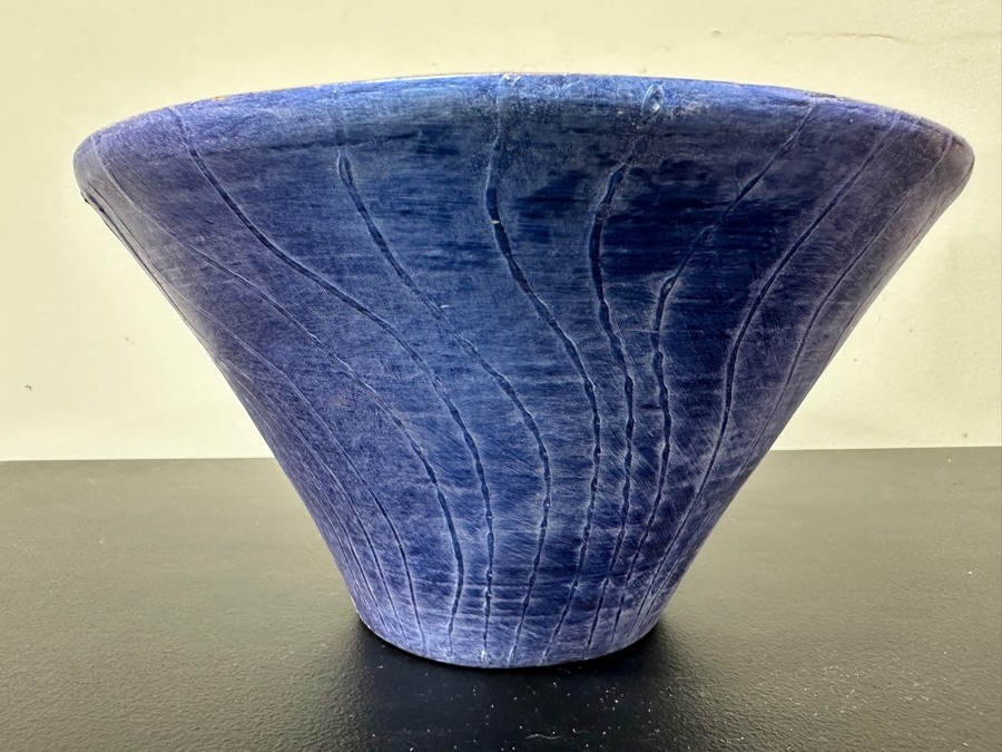 Just Added - Gerrit Greve (1948-2024, Cardiff by the Sea, CA) Original Acrylic Hand Painted Vessel (These Were Coupled With His Paintings) 10W X 5.5H [Photo 4]