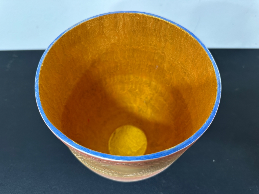 Just Added - Gerrit Greve (1948-2024, Cardiff by the Sea, CA) Original Acrylic Hand Painted Vessel (These Were Coupled With His Paintings) 6W X 8.5H [Photo 5]