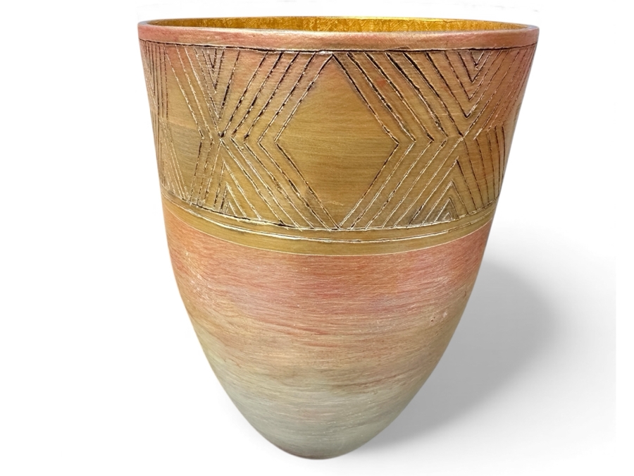 Just Added - Gerrit Greve (1948-2024, Cardiff by the Sea, CA) Original Acrylic Hand Painted Vessel (These Were Coupled With His Paintings) 6W X 8.5H