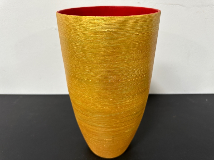 Just Added - Gerrit Greve (1948-2024, Cardiff by the Sea, CA) Original Acrylic Hand Painted Vessel (These Were Coupled With His Paintings) 6.25W X 11.75H [Photo 2]