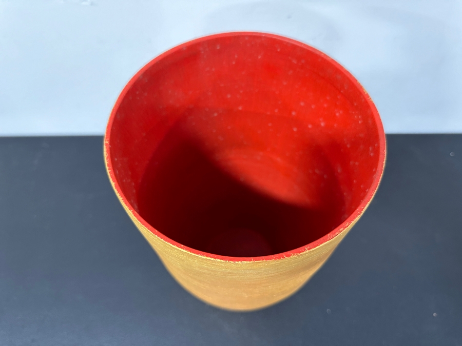Just Added - Gerrit Greve (1948-2024, Cardiff by the Sea, CA) Original Acrylic Hand Painted Vessel (These Were Coupled With His Paintings) 6.25W X 11.75H [Photo 4]