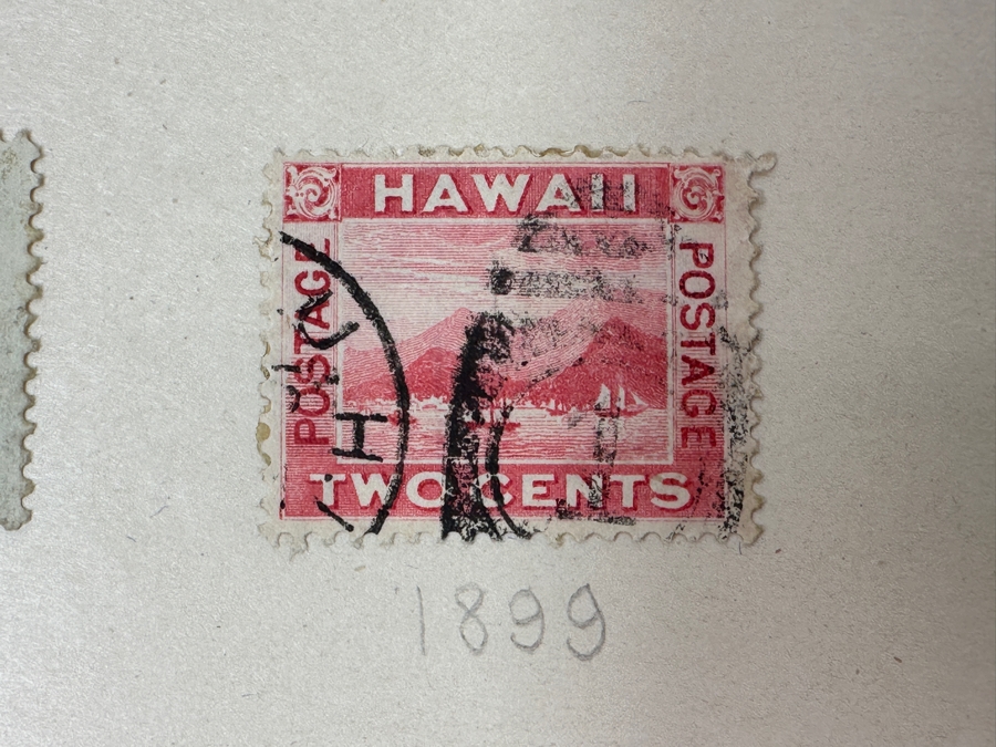 Just Added - (4) Antique Hawaiian Islands Postage Stamps: (1) 1894 View Of Honolulu, (1) 1894 Statue Of Kamehameha I, (1) 1899 Hawaiian Coat Of Arms, (1) 1899 Hawaii 2-Cent Scott #81 View Of Honolulu And (1) 1899 Statue Of Kamehameha I Stamp [Photo 7]
