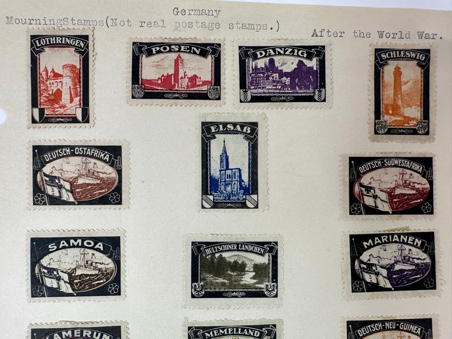 Just Added - Collection Of (19) Germany Mourning Stamps To Commemorate Territories And Colonies Lost By Germany After World War I [Photo 2]