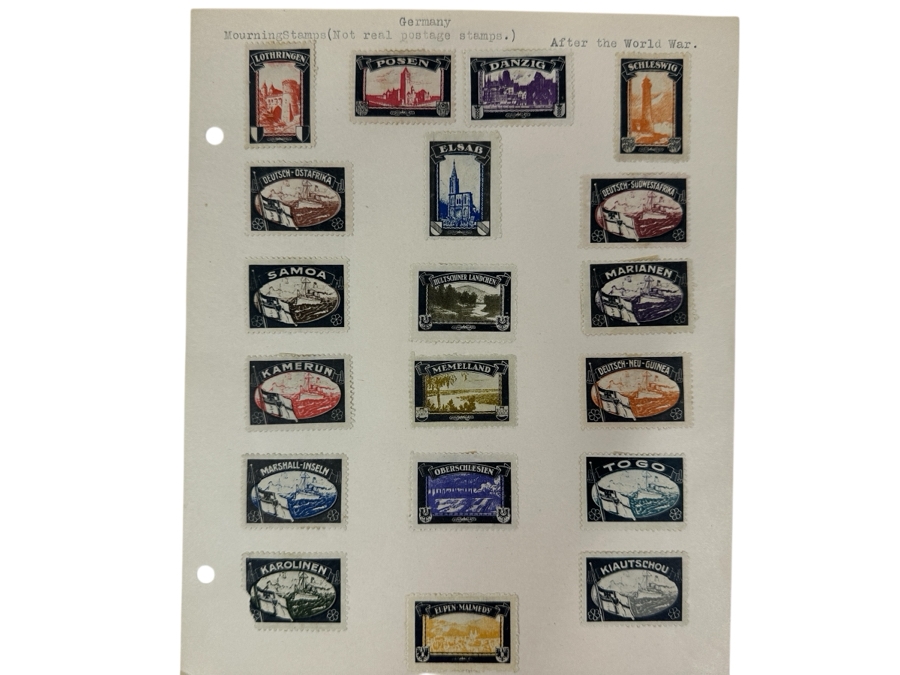Just Added - Collection Of (19) Germany Mourning Stamps To Commemorate Territories And Colonies Lost By Germany After World War I