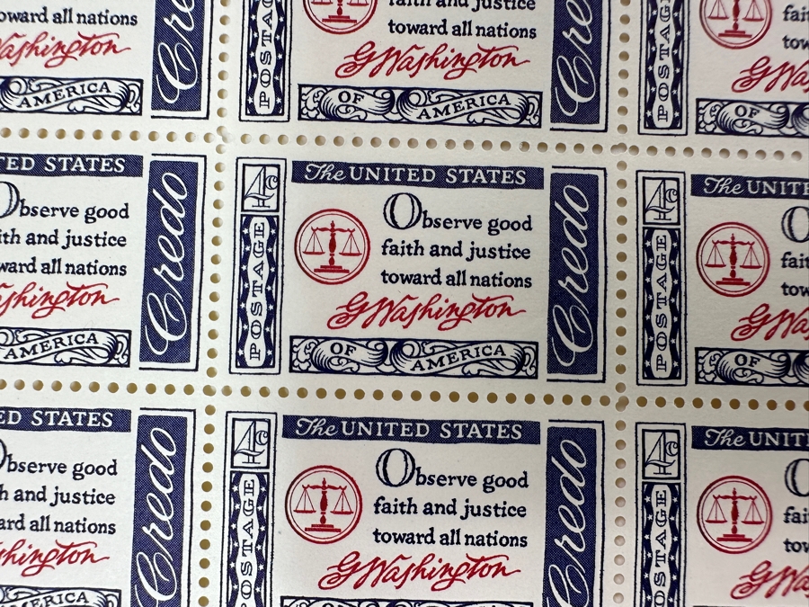 Just Added - Collection Of (8) Mid-Century United States Mint Postage Stamp Sheets: Freedom Of The Press, Mahatma Gandhi, Independence Day 1959, (3) Credo, Windlow Homer & Girl Scouts USA [Photo 13]