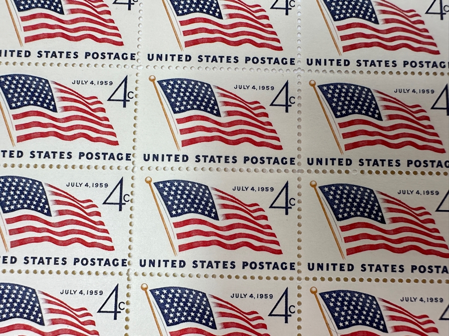 Just Added - Collection Of (8) Mid-Century United States Mint Postage Stamp Sheets: Freedom Of The Press, Mahatma Gandhi, Independence Day 1959, (3) Credo, Windlow Homer & Girl Scouts USA [Photo 8]