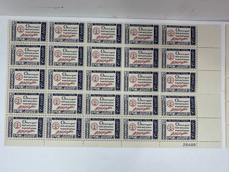 Just Added - Collection Of (8) Mid-Century United States Mint Postage Stamp Sheets: Freedom Of The Press, Mahatma Gandhi, Independence Day 1959, (3) Credo, Windlow Homer & Girl Scouts USA [Photo 11]