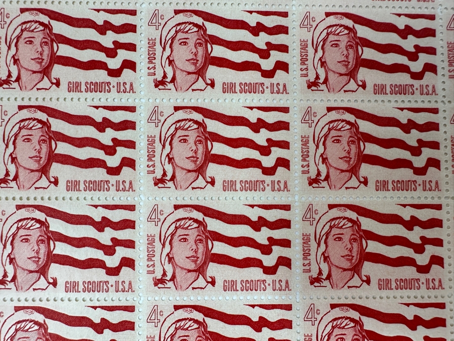 Just Added - Collection Of (8) Mid-Century United States Mint Postage Stamp Sheets: Freedom Of The Press, Mahatma Gandhi, Independence Day 1959, (3) Credo, Windlow Homer & Girl Scouts USA [Photo 15]