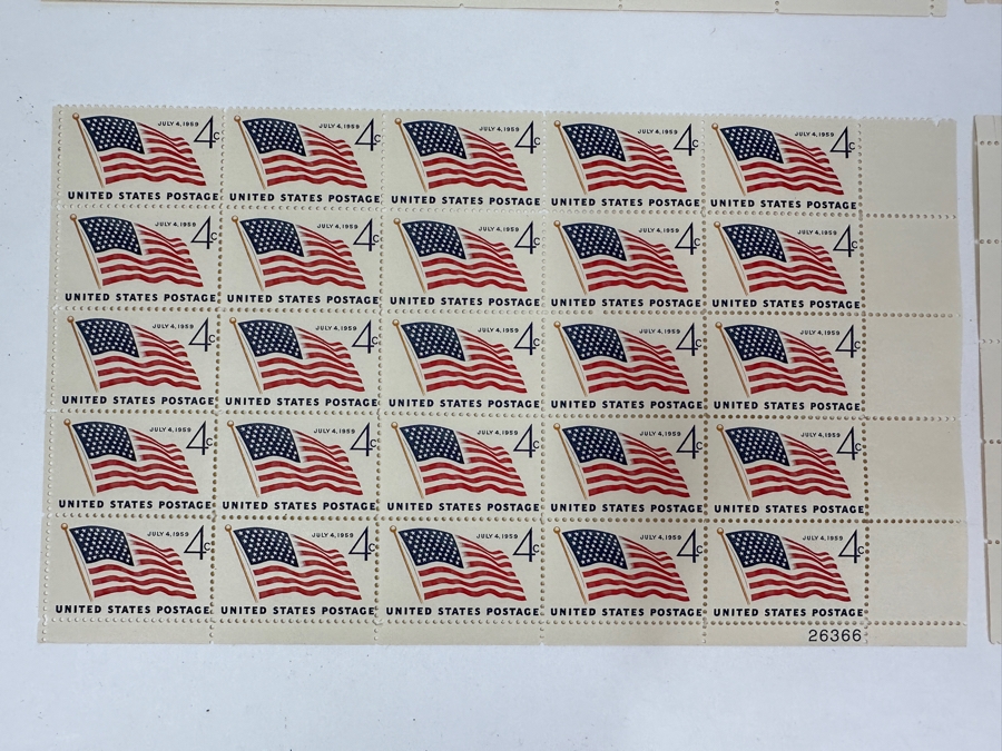 Just Added - Collection Of (8) Mid-Century United States Mint Postage Stamp Sheets: Freedom Of The Press, Mahatma Gandhi, Independence Day 1959, (3) Credo, Windlow Homer & Girl Scouts USA [Photo 7]