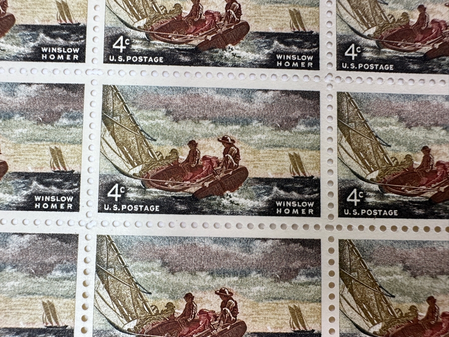 Just Added - Collection Of (8) Mid-Century United States Mint Postage Stamp Sheets: Freedom Of The Press, Mahatma Gandhi, Independence Day 1959, (3) Credo, Windlow Homer & Girl Scouts USA [Photo 10]