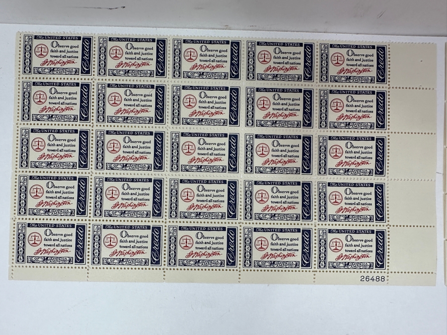Just Added - Collection Of (8) Mid-Century United States Mint Postage Stamp Sheets: Freedom Of The Press, Mahatma Gandhi, Independence Day 1959, (3) Credo, Windlow Homer & Girl Scouts USA [Photo 12]