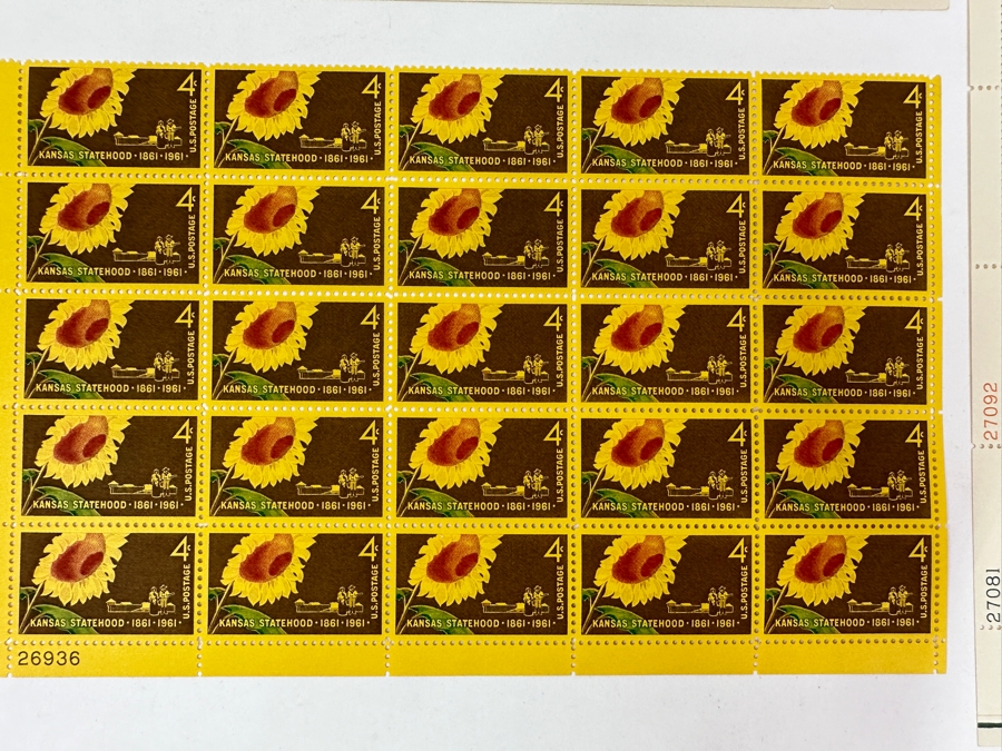 Just Added - Collection Of (8) Mid-Century United States Mint Postage Stamp Sheets: Kansas Statehood, Wheels Of Freedom, (2) Credo, The American Woman, George W. Norris, Nursing & Boys' Club Of American Movement  [Photo 2]