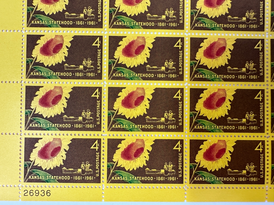 Just Added - Collection Of (8) Mid-Century United States Mint Postage Stamp Sheets: Kansas Statehood, Wheels Of Freedom, (2) Credo, The American Woman, George W. Norris, Nursing & Boys' Club Of American Movement  [Photo 3]