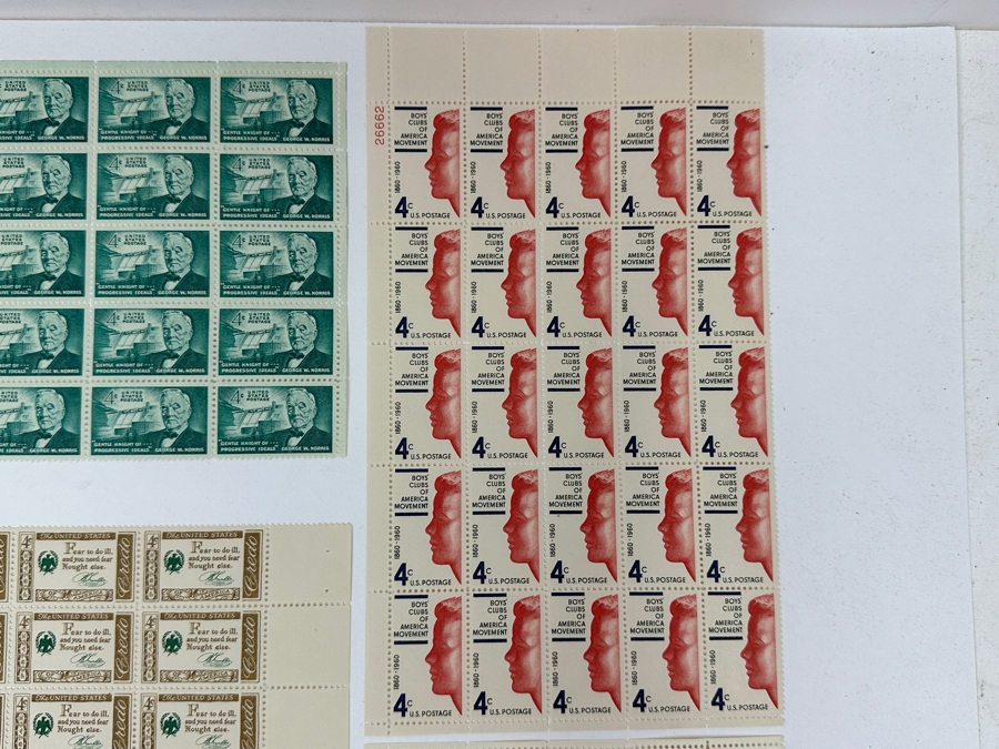 Just Added - Collection Of (8) Mid-Century United States Mint Postage Stamp Sheets: Kansas Statehood, Wheels Of Freedom, (2) Credo, The American Woman, George W. Norris, Nursing & Boys' Club Of American Movement  [Photo 16]