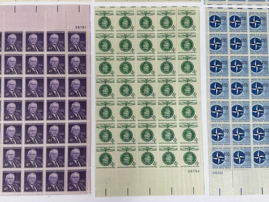 Just Added - Collection Of (9) Mid-Century United States Mint Postage Stamp Sheets: Lincoln - Douglas Debates, (2) Oregon Statehood, Petroleum Industry, Walter F. George, Garibaldi, Lajos Kossuth, NATO & Employ The Handicapped [Photo 11]