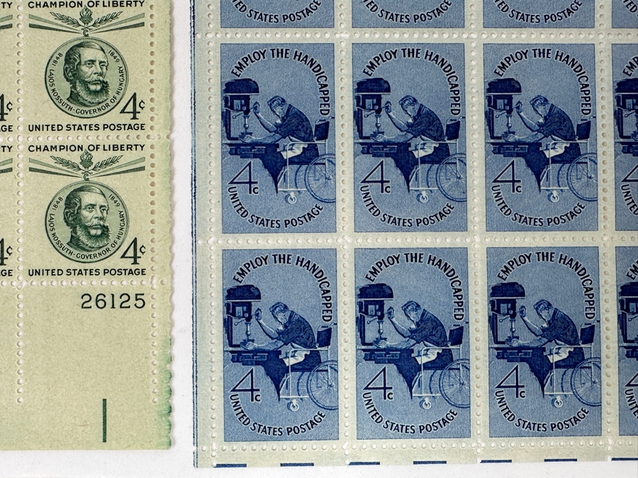 Just Added - Collection Of (9) Mid-Century United States Mint Postage Stamp Sheets: Lincoln - Douglas Debates, (2) Oregon Statehood, Petroleum Industry, Walter F. George, Garibaldi, Lajos Kossuth, NATO & Employ The Handicapped [Photo 18]