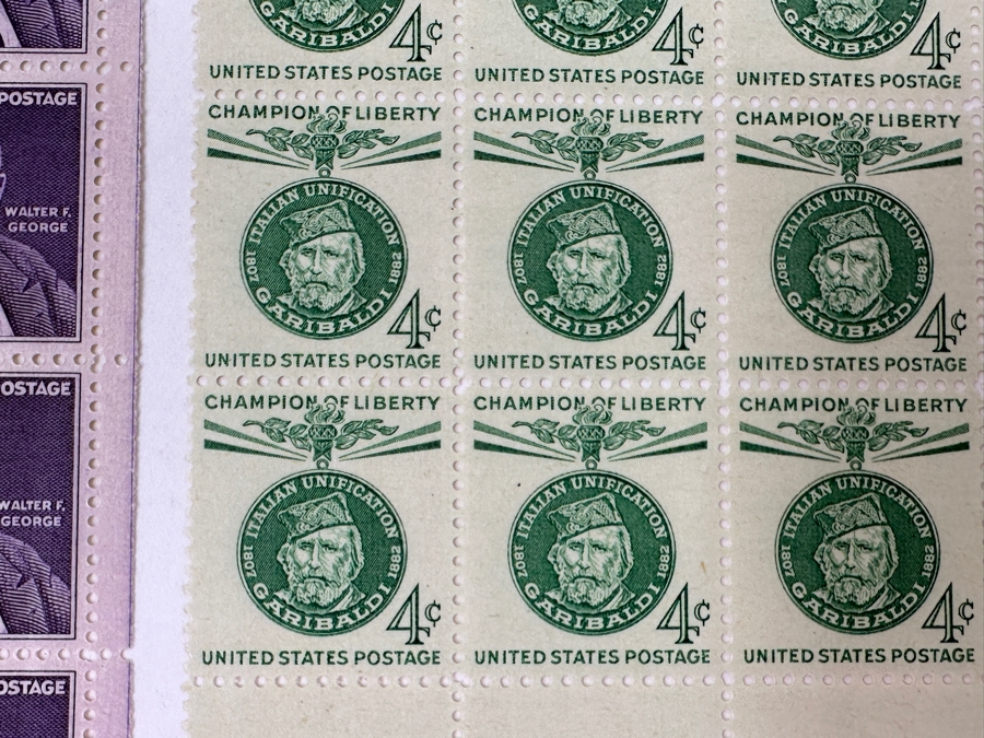 Just Added - Collection Of (9) Mid-Century United States Mint Postage Stamp Sheets: Lincoln - Douglas Debates, (2) Oregon Statehood, Petroleum Industry, Walter F. George, Garibaldi, Lajos Kossuth, NATO & Employ The Handicapped [Photo 12]