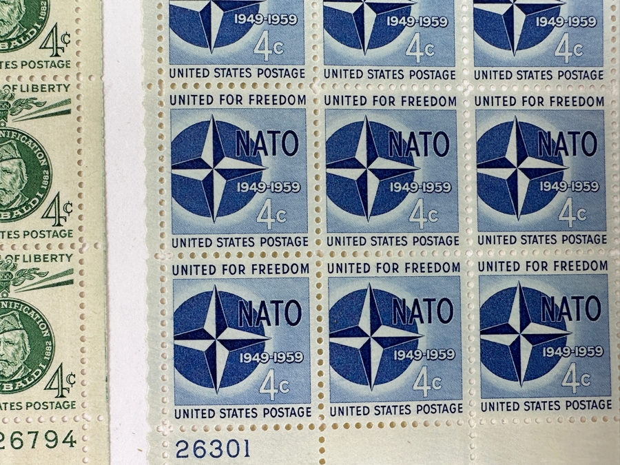 Just Added - Collection Of (9) Mid-Century United States Mint Postage Stamp Sheets: Lincoln - Douglas Debates, (2) Oregon Statehood, Petroleum Industry, Walter F. George, Garibaldi, Lajos Kossuth, NATO & Employ The Handicapped [Photo 16]