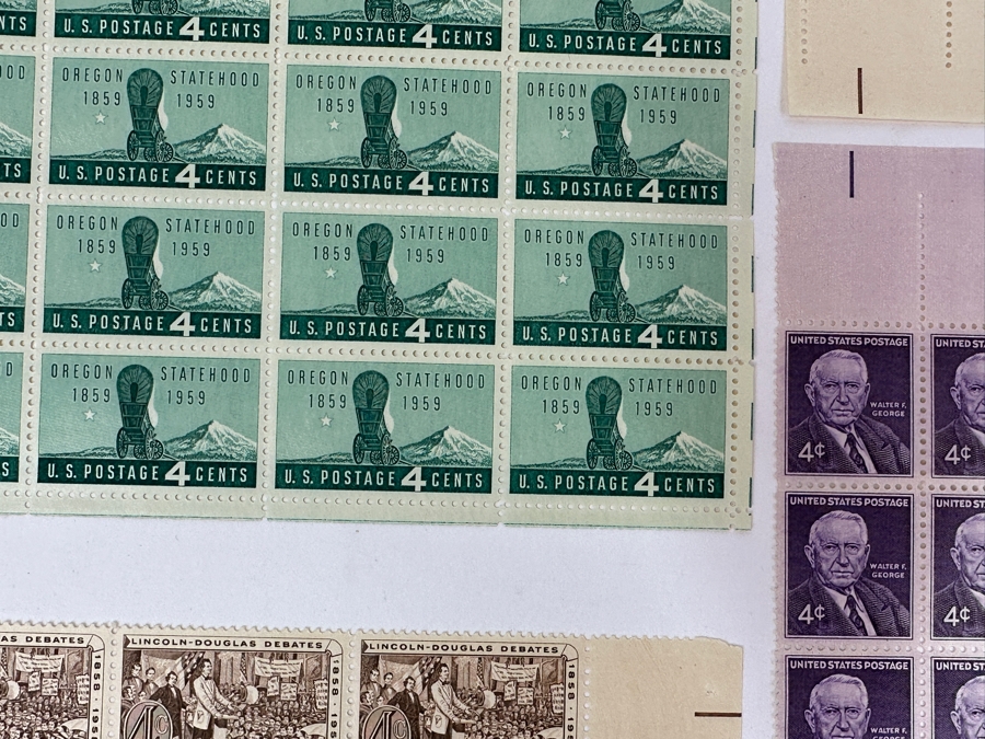 Just Added - Collection Of (9) Mid-Century United States Mint Postage Stamp Sheets: Lincoln - Douglas Debates, (2) Oregon Statehood, Petroleum Industry, Walter F. George, Garibaldi, Lajos Kossuth, NATO & Employ The Handicapped [Photo 5]