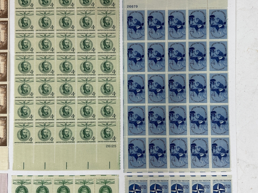 Just Added - Collection Of (9) Mid-Century United States Mint Postage Stamp Sheets: Lincoln - Douglas Debates, (2) Oregon Statehood, Petroleum Industry, Walter F. George, Garibaldi, Lajos Kossuth, NATO & Employ The Handicapped [Photo 17]