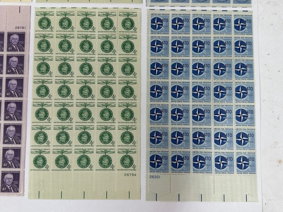 Just Added - Collection Of (9) Mid-Century United States Mint Postage Stamp Sheets: Lincoln - Douglas Debates, (2) Oregon Statehood, Petroleum Industry, Walter F. George, Garibaldi, Lajos Kossuth, NATO & Employ The Handicapped [Photo 15]