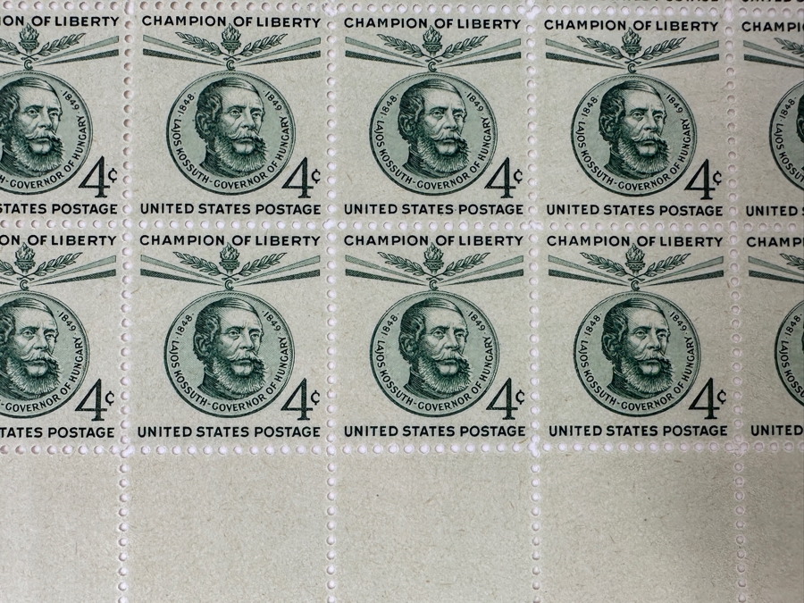 Just Added - Collection Of (9) Mid-Century United States Mint Postage Stamp Sheets: Lincoln - Douglas Debates, (2) Oregon Statehood, Petroleum Industry, Walter F. George, Garibaldi, Lajos Kossuth, NATO & Employ The Handicapped [Photo 14]