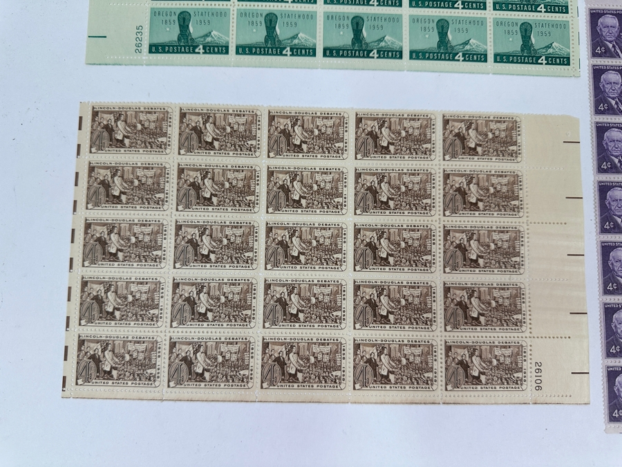 Just Added - Collection Of (9) Mid-Century United States Mint Postage Stamp Sheets: Lincoln - Douglas Debates, (2) Oregon Statehood, Petroleum Industry, Walter F. George, Garibaldi, Lajos Kossuth, NATO & Employ The Handicapped [Photo 2]