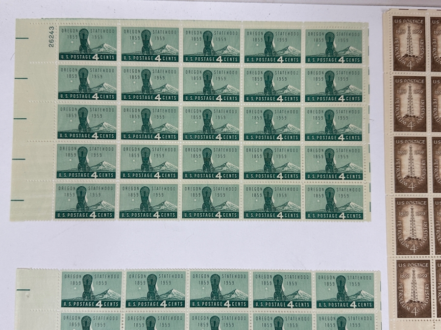 Just Added - Collection Of (9) Mid-Century United States Mint Postage Stamp Sheets: Lincoln - Douglas Debates, (2) Oregon Statehood, Petroleum Industry, Walter F. George, Garibaldi, Lajos Kossuth, NATO & Employ The Handicapped [Photo 6]