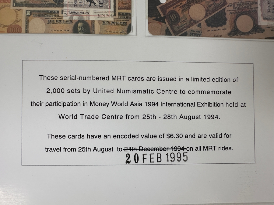 Just Added - (10) Uncirculated World Currency And (2) Limited Edition Calling Cards From Money World Asia 1994 Held Aug 25-28, 1994 At The World Trade Centre Singapore [Photo 17]